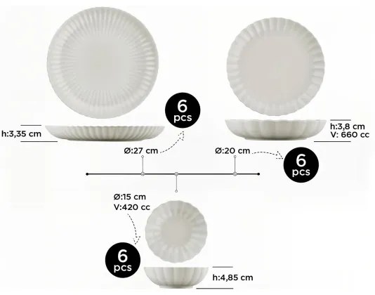 18 darabos fehér porcelán étkészlet