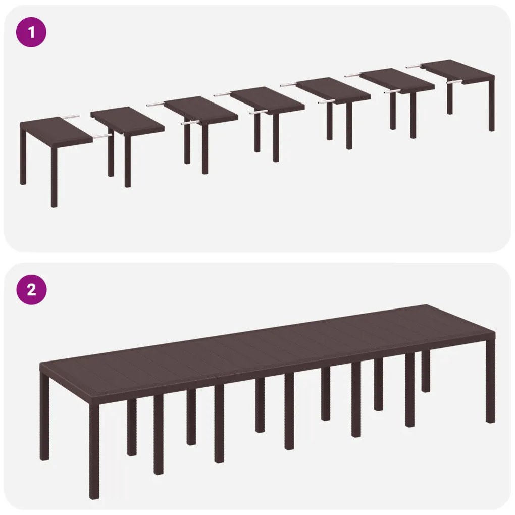 Kertasztal Barna 350x100x73 cm Poliratán