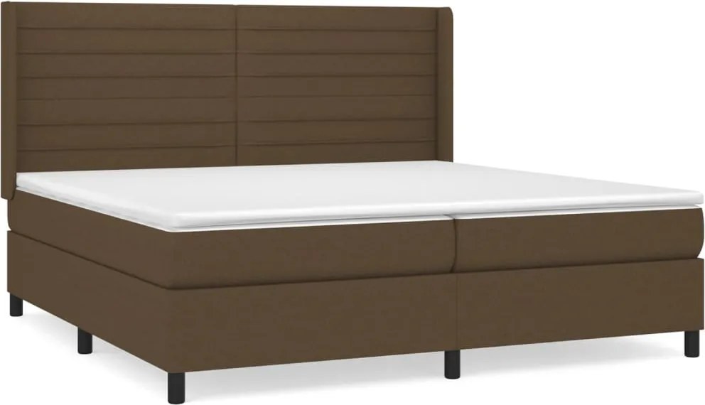 vidaXL sötétbarna szövet rugós ágy matraccal 200 x 200 cm
