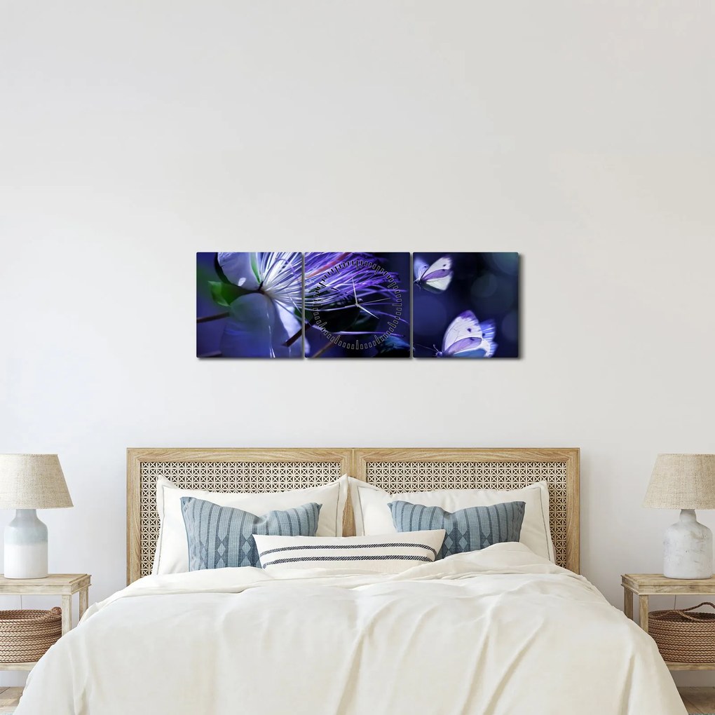 Kép - Trópusi virág (órával) (90x30 cm)