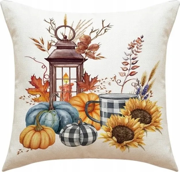 Díszhuzat 45x45cm Őszi lámpás és tök 108