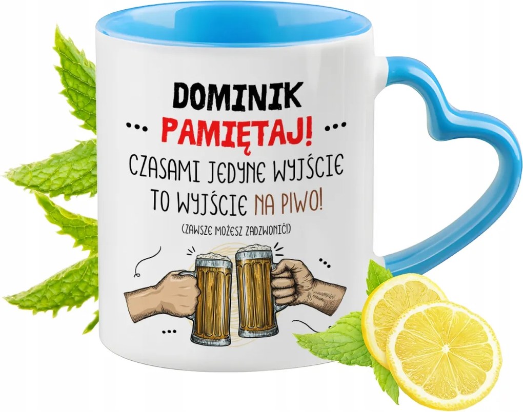 Dominika számára Kék Bögre Szív Alakú Füllel Kávé Ajándék