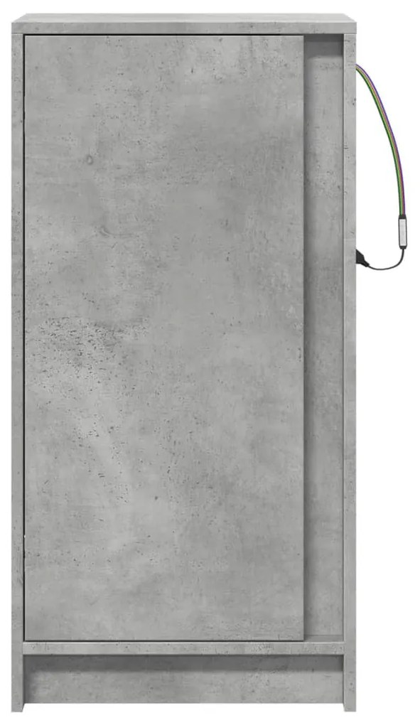 betonszürke szerelt fa tálalószekrény LED-del 42,5 x 34 x 85 cm