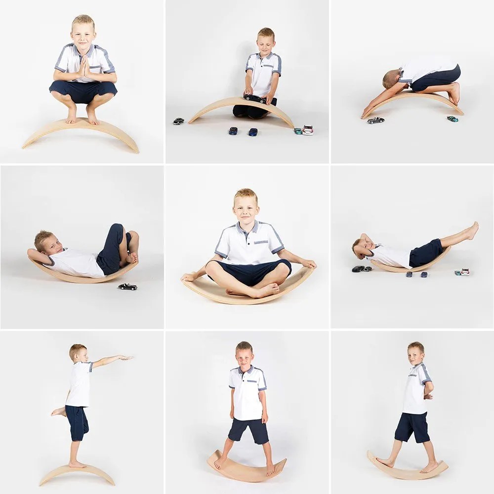 Natúr színű borovi fenyő egyensúlyozó deszka 80x30x18 cm Montessori – Meowbaby