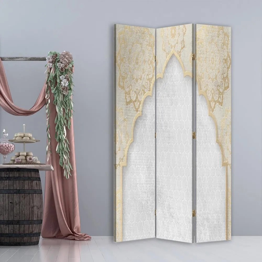 Gario Paraván Keleti mintás, arany színben Méret: 180 x 170 cm, Kivitelezés: Forgó paraván 360°