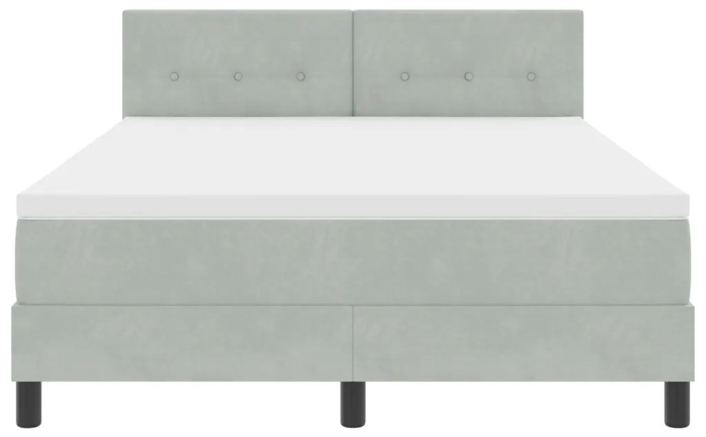 Box Spring Ágy Matrac & LED Szürke 160x200 cm Bársony