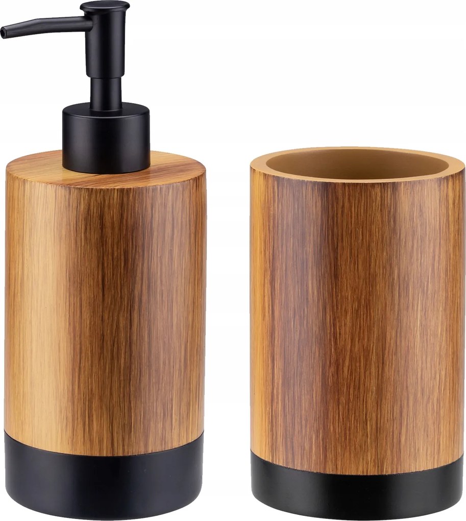 Fürdőszobai Wc Szett Fürdőszoba Szappan Adagoló Bögre Barna 2in1 Szett