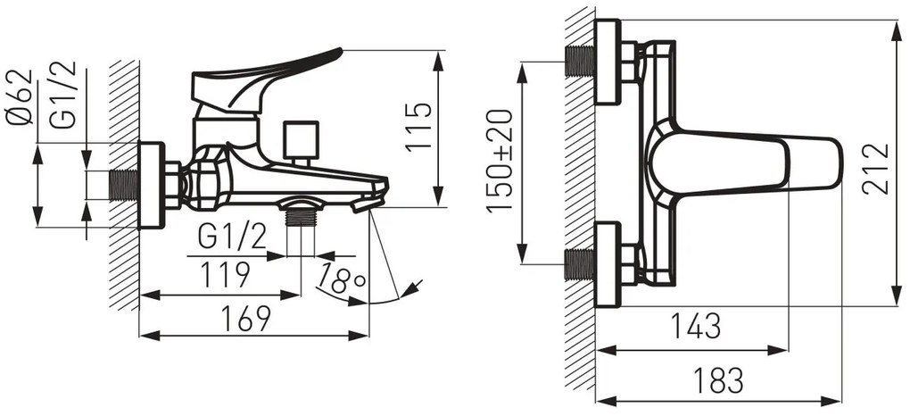 F-Design Brezza, kád csaptelep zuhanygarnitúra nélkül, fényes króm, FD1-BRZ-1-11