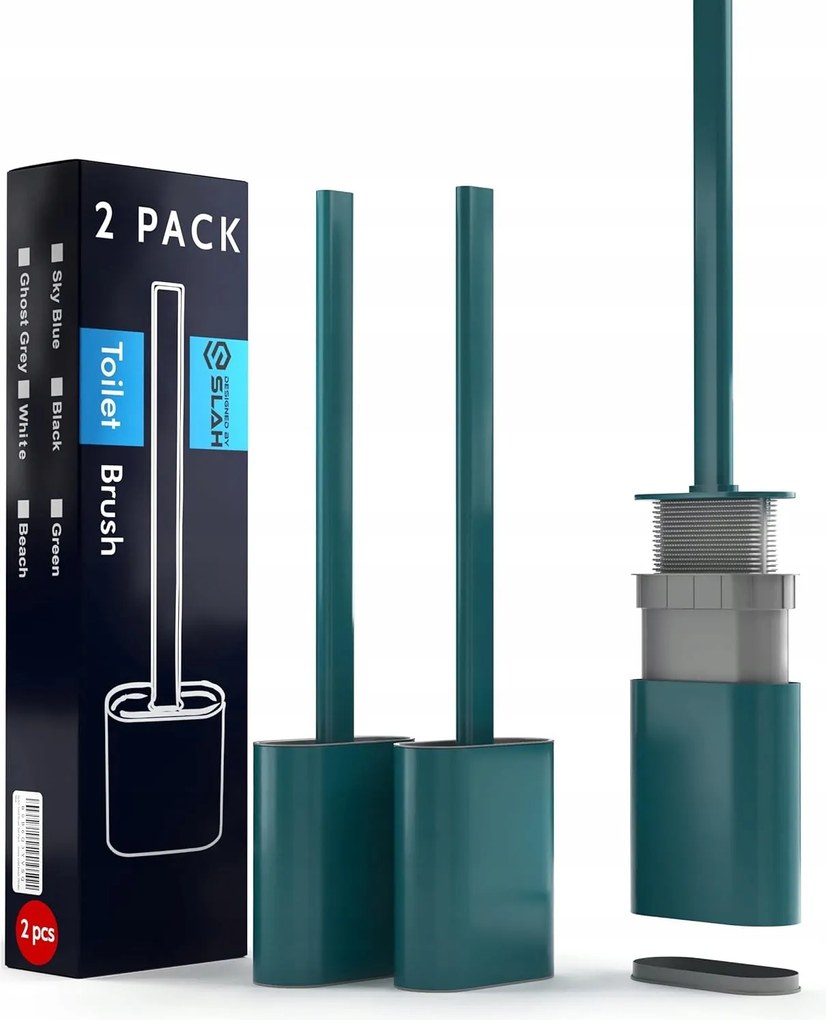 Szilikon Wc kefe szabadon álló vagy függesztett zöld 2 db