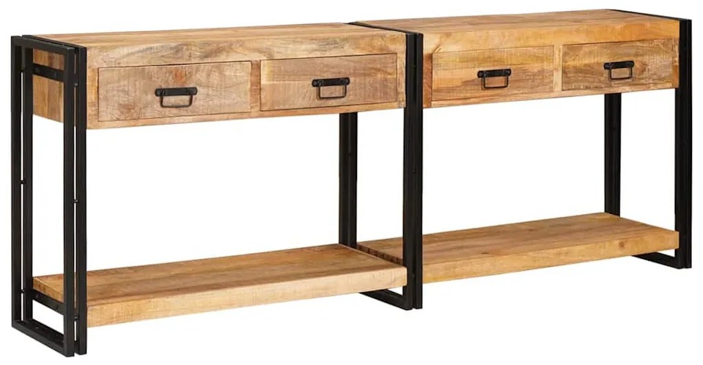 Konzolasztal 2 pcs Barna 200 x 33 x 75 cm Tömör nyers mangófa