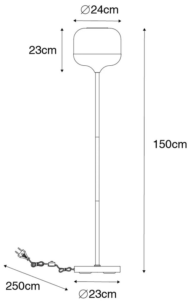 Design állólámpa fekete arannyal és füstüveggel - Kyan