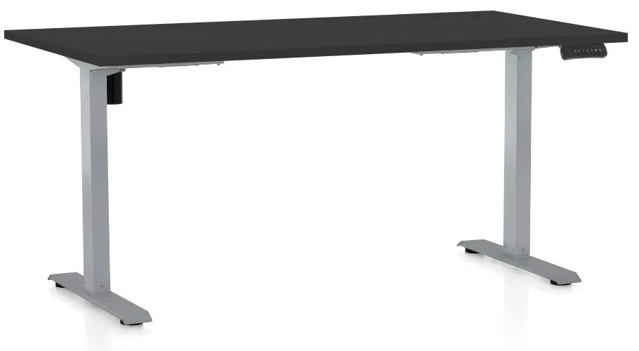 Állítható magasságú asztal OfficeTech B, 160 x 80 cm, szürke alap, fekete
