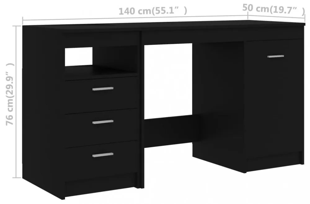 fehér szerelt fa íróasztal 140 x 50 x 76 cm