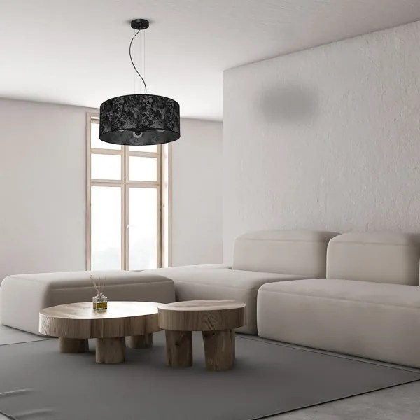 Csillár zsinóron SATINO 3xE27/60W/230V fekete/szürke