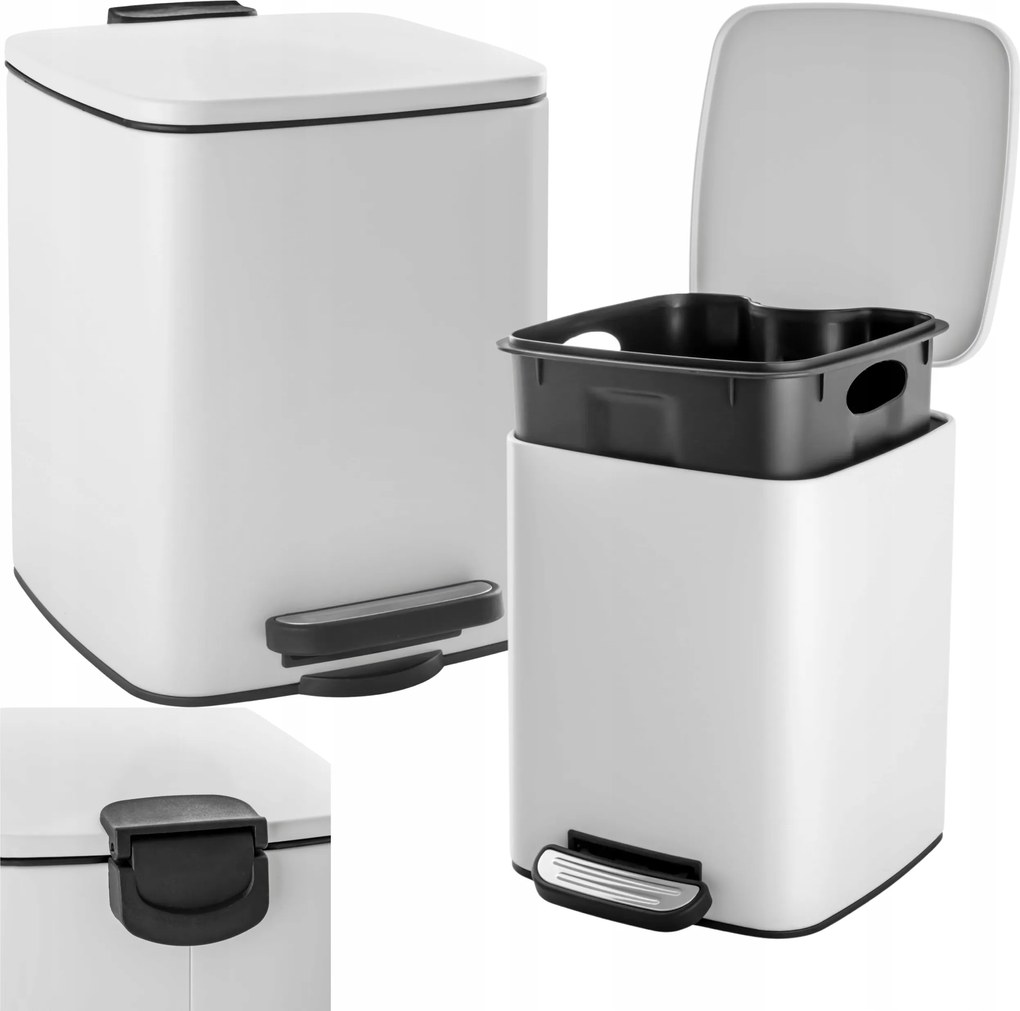 Szemeteskosár 6L Fürdőszoba WC-hez Fürdőszoba Fehér Fém Pedálos