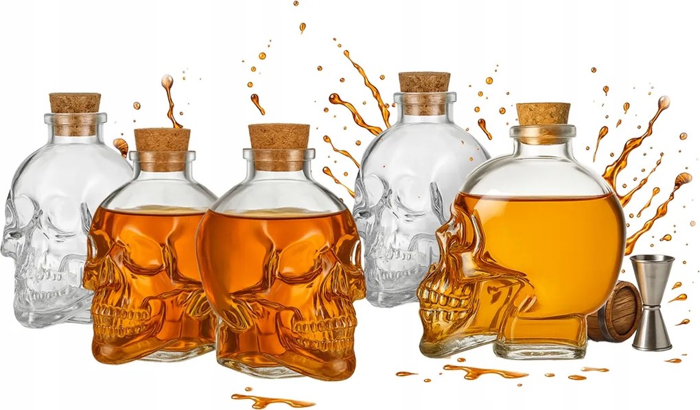 5x Karafka Üveg Palack Koponya 100ml Alkohol Palackok Bor Dekoráció