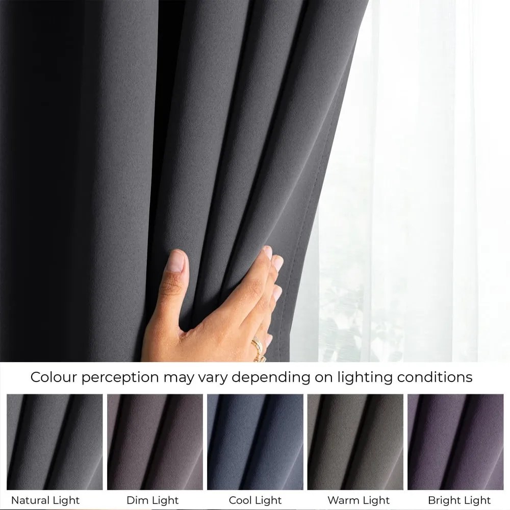 Sötétszürke sötétítő termo függöny 140x245 cm Pleat – Restilo