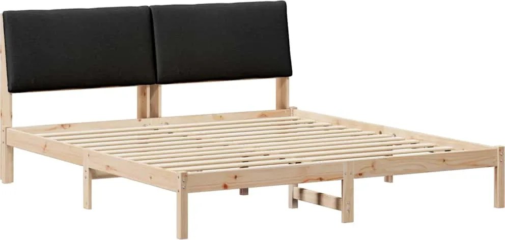 vidaXL Ágykeret fejtámlával Barna és fekete 180 x 200 cm Tömör fenyőfa