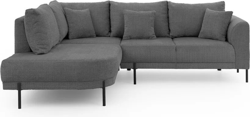 Sötétszürke zsenília sarokkanapé (bal oldali-L alakú) Mauris – Ropez