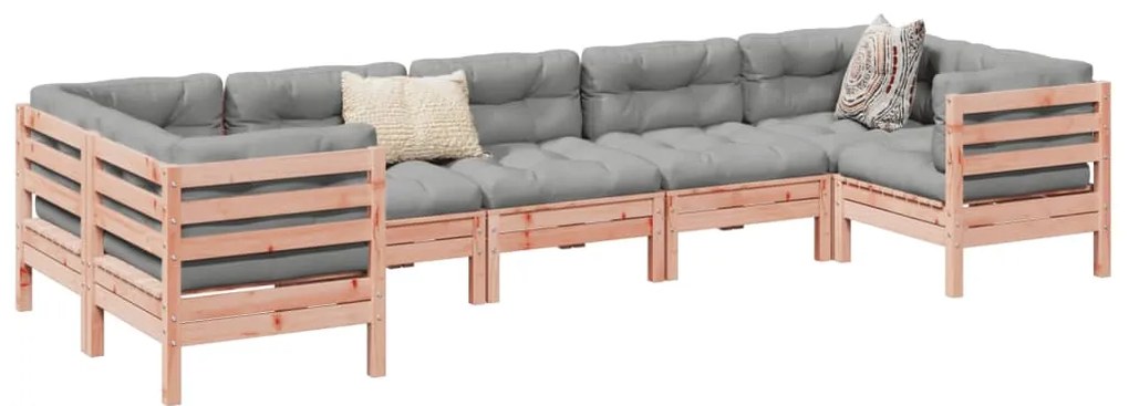 vidaXL 7 részes tömör duglászfenyő kerti társalgószett párnával