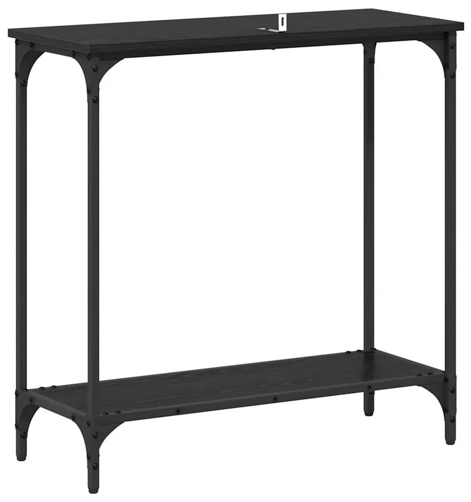 Konzolasztal polcokkal Musta tammi 75 x 30.5 x 75 cm Faanyag