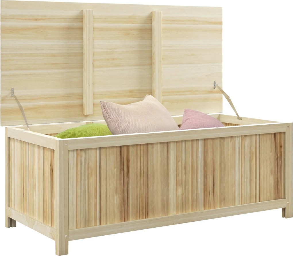 Outsunny 172L Fa Kerti Tároló Láda Strutokkal, Kültéri Használatra - 120L x 55W x 45H cm | Aosom