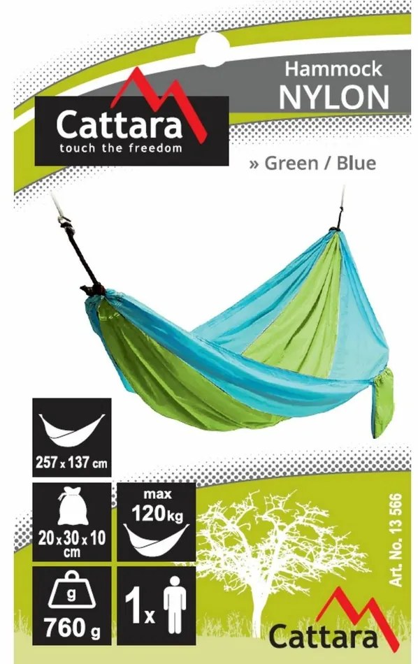 Cattara Nylon függőágy, kék, 275 x 137 cm