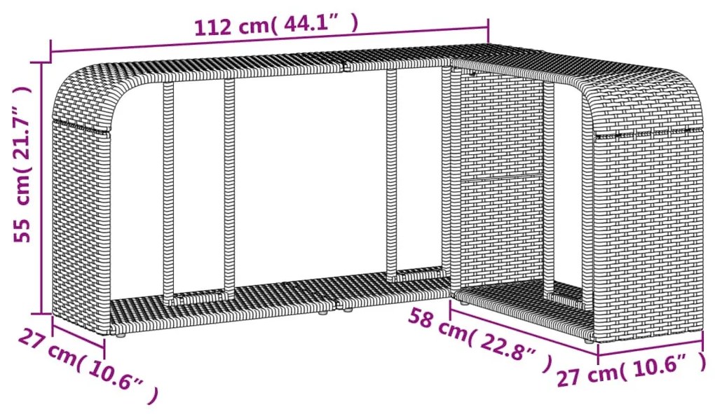 2 db bézs polyrattan tárolópolc