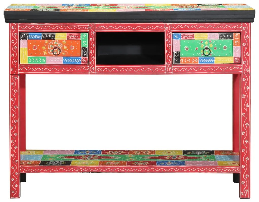 Színes Konzolasztal 100x30x75 cm Tömör Mangófából