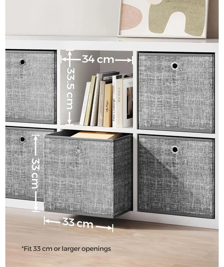 SONGMICS tárolódobozok, 6 db-os szövet doboz 33x33x33 cm, szürke