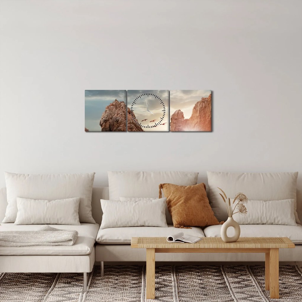 Kép - Naplemente a sziklák felett (órával) (90x30 cm)