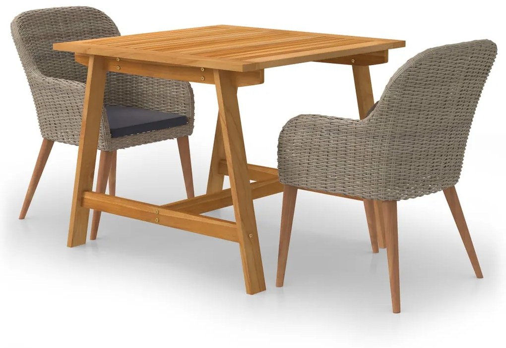 vidaXL 3 részes barna kerti étkezőgarnitúra