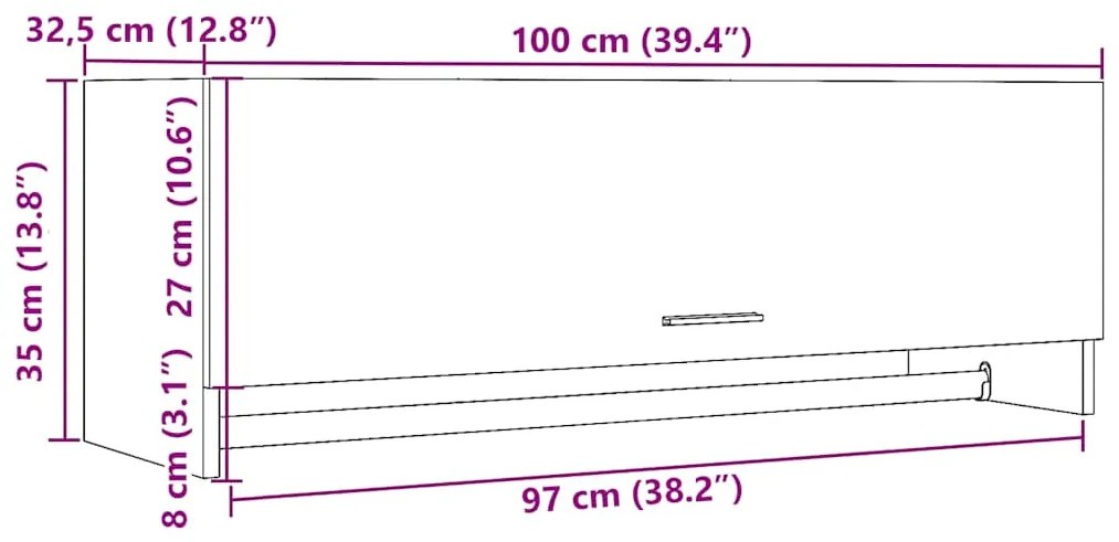 szekrény Régi fa 100x32,5x35 cm Gépelt fa