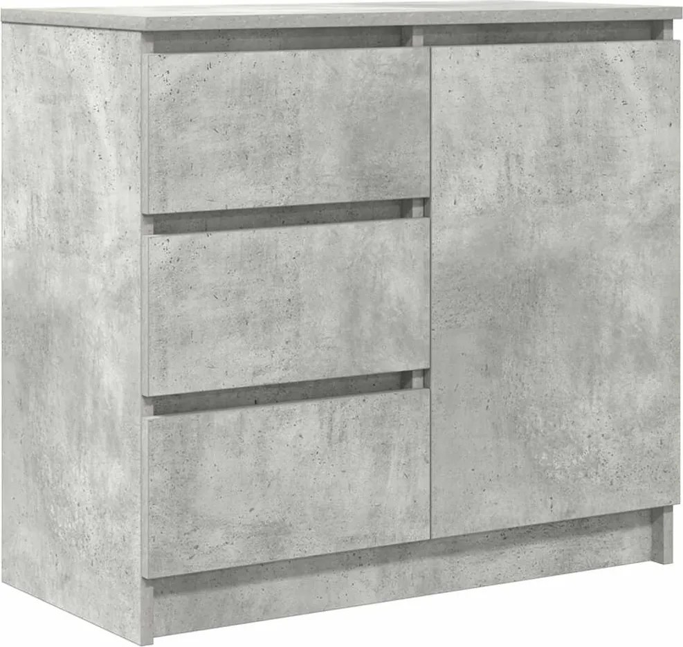 vidaXL betonszürke szerelt fa tálalószekrény fiókos 71x35x65 cm