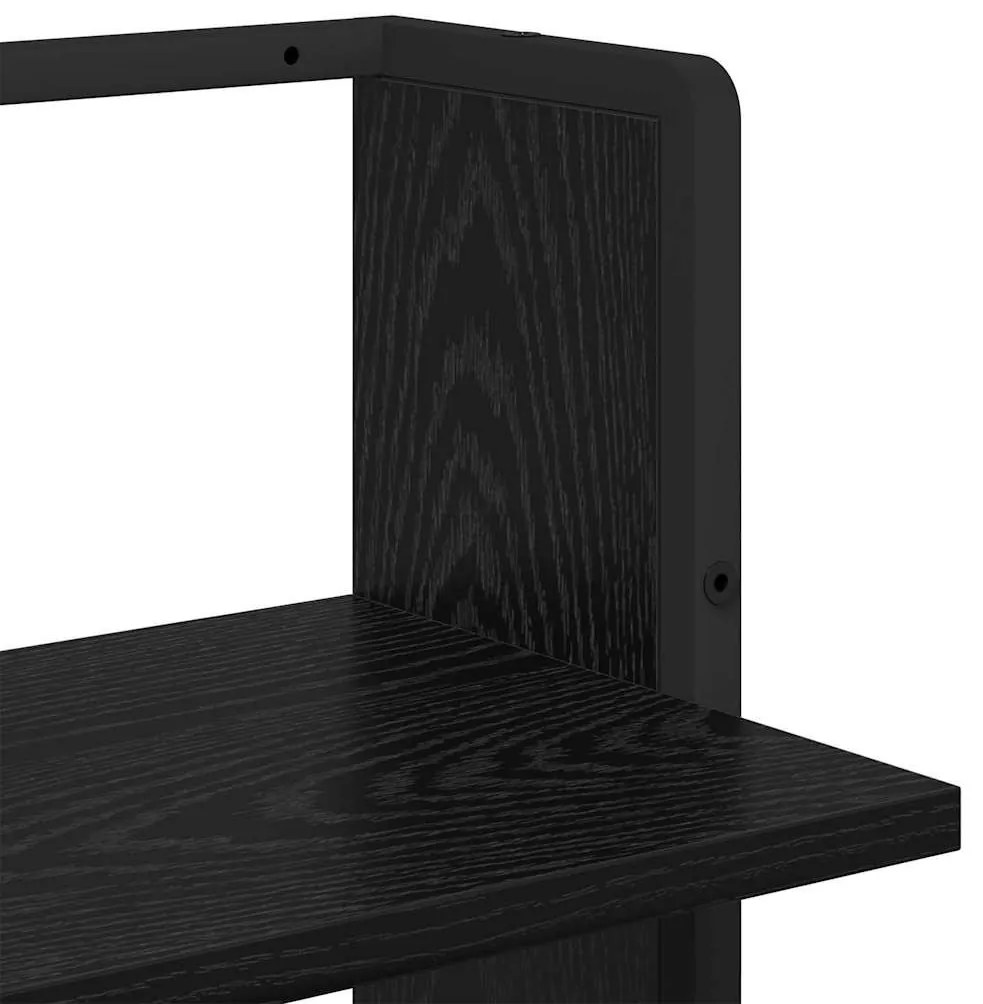 vidaXL Falpolc polcokkal Fekete tölgy 30 x 25 x 100 cm Faanyag