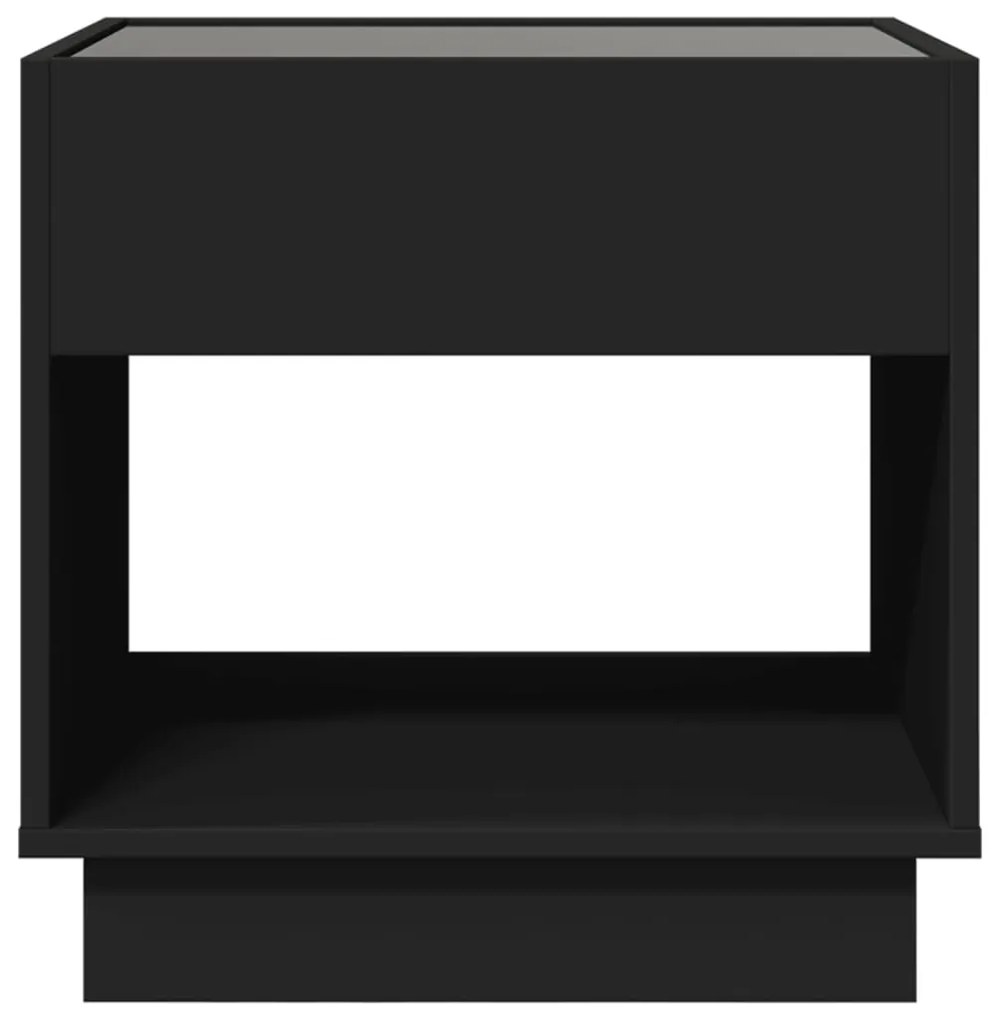 fekete végtelen hatású LED-es dohányzóasztal 50 x 50 x 50 cm