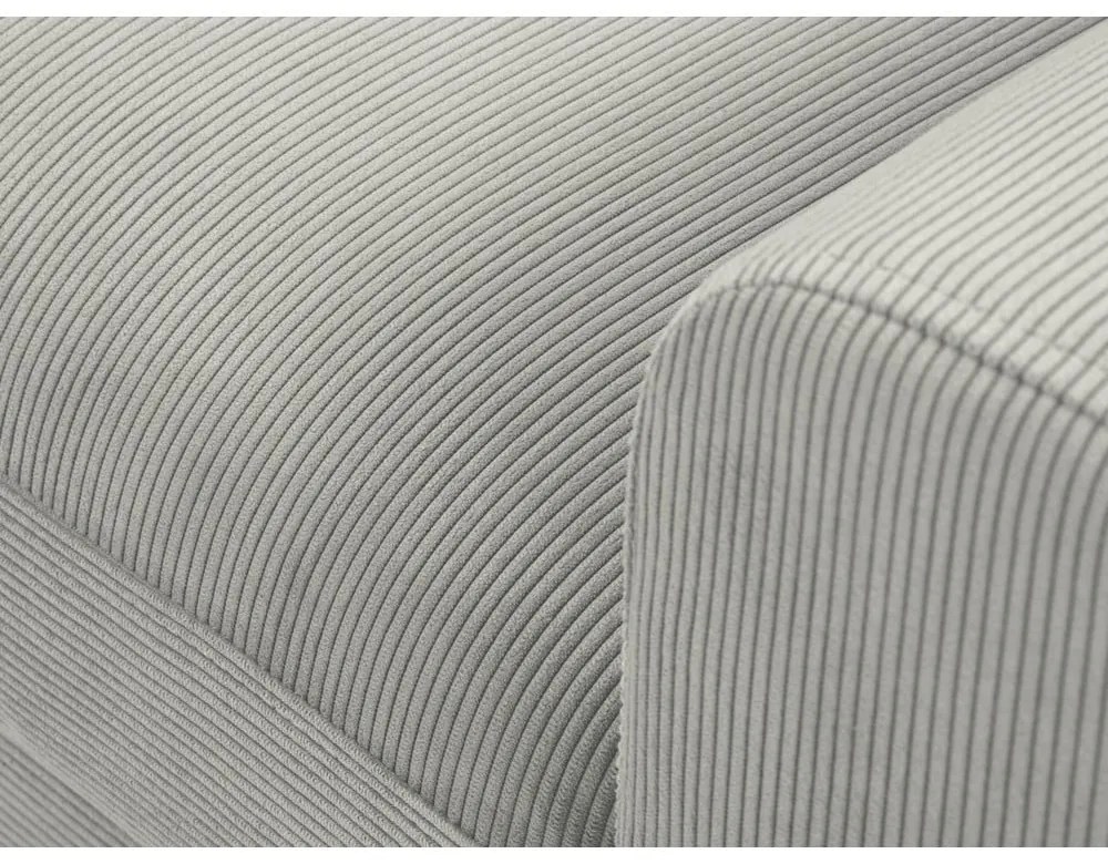 Világosszürke kordbársony kinyitható tárolóhelyes sarokkanapé (bal oldali-heverő résszel) Kyoto – Cosmopolitan Design