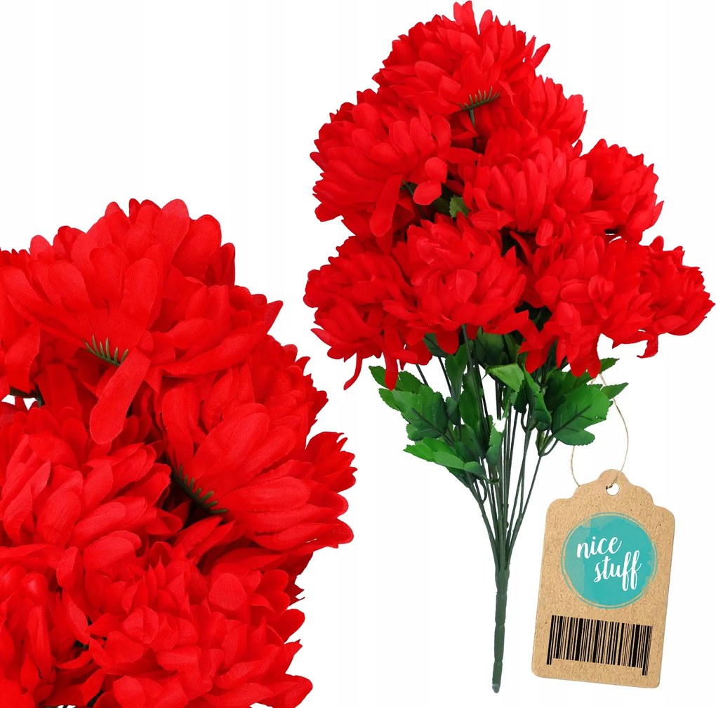 Mesterséges virágok a temetőbe krizantém csokrok, mint élő sír piros