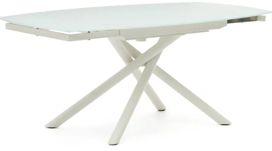 Fehér bővíthető étkezőasztal üveg asztallappal 100x130 cm Yodalia – Kave Home