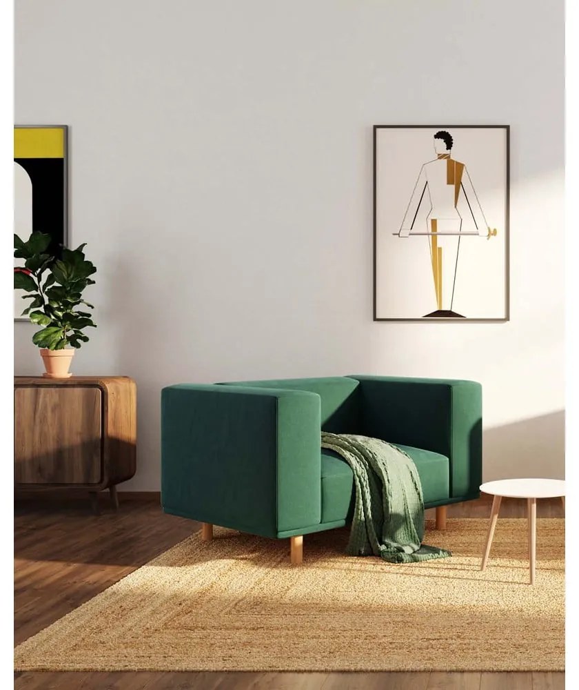 Sötétzöld bársony relaxációs fotel Kukumo – Ame Yens