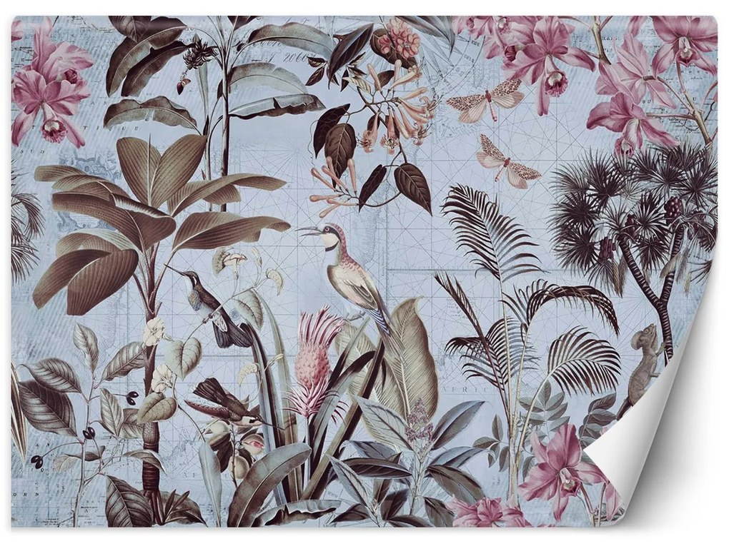 Gario Fotótapéta Madarak a levelek között lila - Andrea Haase Anyag: Vlies, Méret: 400 x 280 cm