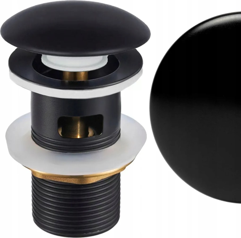 Kerámia Mosdódugó Fekete Félmatt Klik-kla túlfolyós mosdóhoz