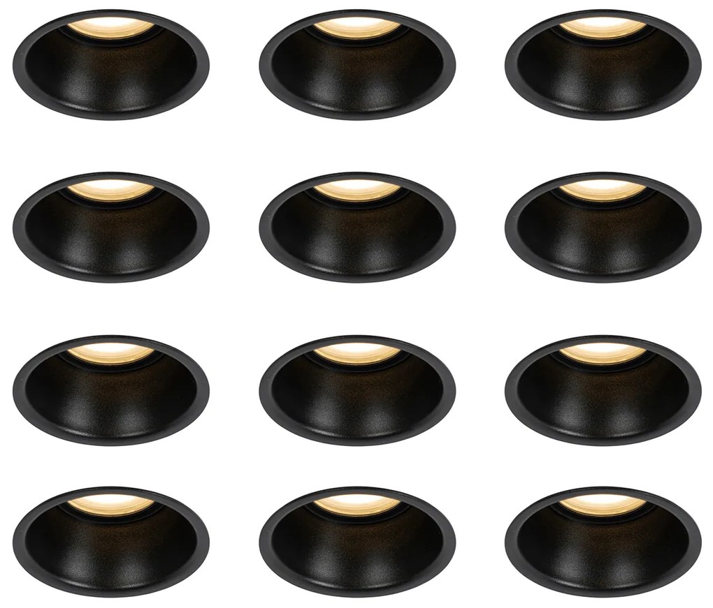 12 db fekete GU10 beépíthető spotlámpa szett 50 mm IP44 - Dept