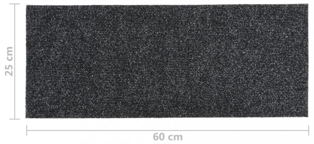 15 db szürke négyszögletes öntapadó lépcsőszőnyeg 60x25 cm