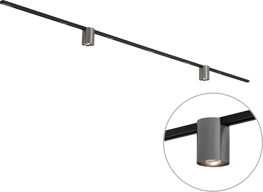 Modern sínrendszer fekete 2 gunmetal spotlámpával 1 fázisú - Iconic Rondoo Up