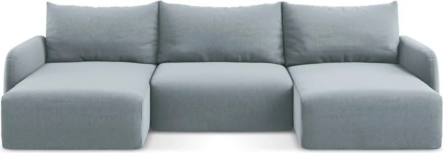 Kék bársony kinyitható-tárolóhelyes sarokkanapé (U alakú) Kalena – Makamii