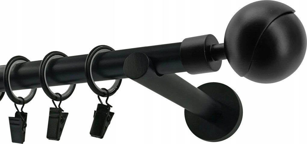 Függönykarnis szimpla Fém 19mm Fekete Matt 140cm Gömb Gala