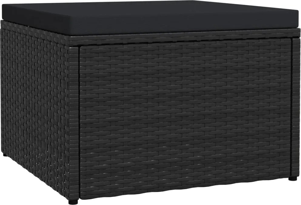 vidaXL fekete polyrattan kerti lábzsámoly párnával