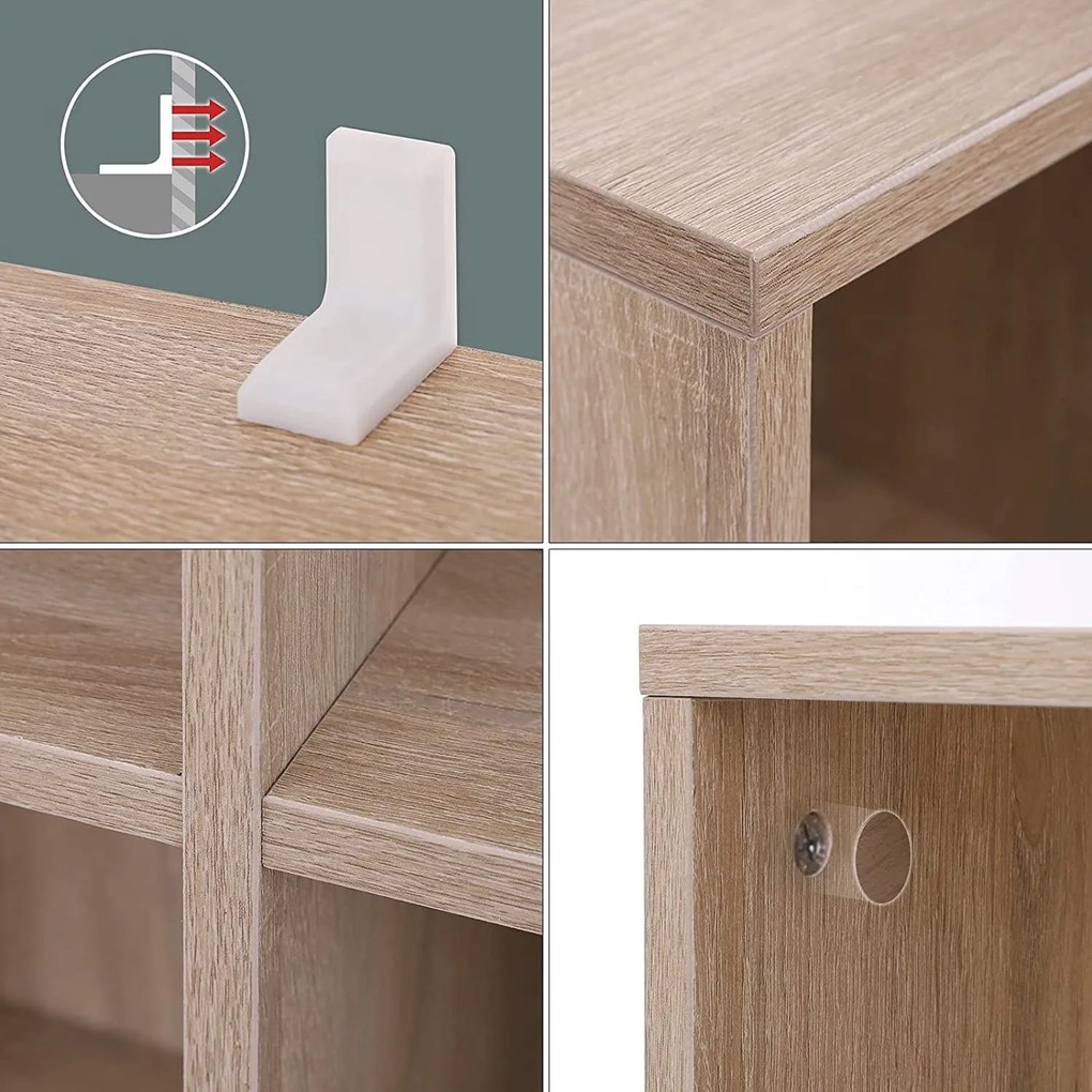 8 kockás tároló könyvespolc, szabadon álló könyvespolc, tölgy