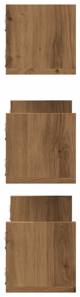 3 db kézműves tölgy színű szerelt fa fali polc 58 x 18 x 18 cm